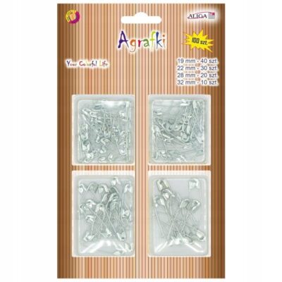 Agrafki srebrne krawieckie biurowe 100 sztuk