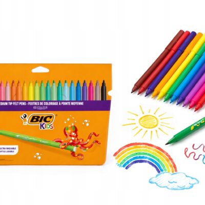 PISAKI MAZAKI FLAMASTRY BIC KIDS 24 KOLORY DLA DZIECI SZKOLNE