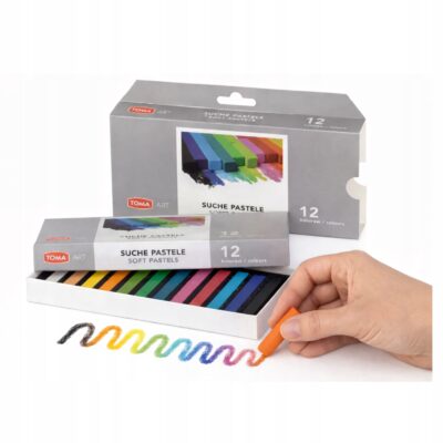 SUCHE PASTELE SZKOLNE TOMA ART 12KOLORÓW ZESTAW DO DO RYSOWANIA