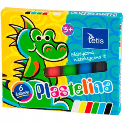 PLASTELINA SZKOLNA 6 KOLORÓW ELASTYCZNA NIETOKSYCZNA NIE BRUDZI RĄK TETIS