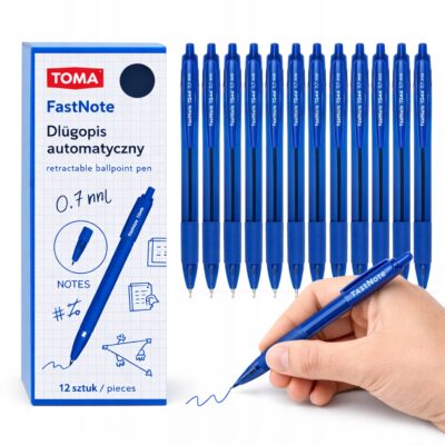 DŁUGOPIS AUTOMATYCZNY TOMA NIEBIESKI 12 SZT 0,7mm