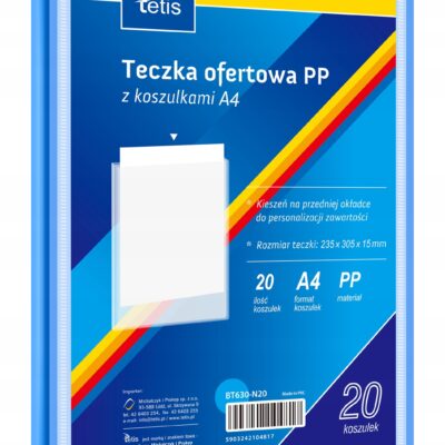 Teczka A4 ofertowa PP z 20 wbudowanymi koszulkami A4 Tetis niebieski
