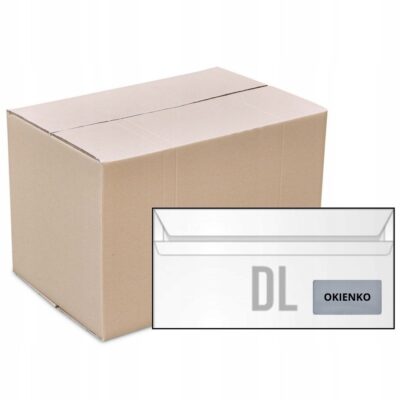 Koperty na listy, biurowe wysyłkowe DL Z OKNEM SK białe 1000szt (karton)