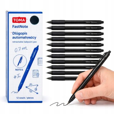 DŁUGOPIS AUTOMATYCZNY TOMA CZARNY 12 SZT 0,7mm