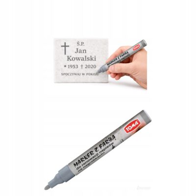 MARKER Z FARBĄ DO RENOWACJI NAPISÓW NAGROBKÓW SREBRNY TOMA 1SZT