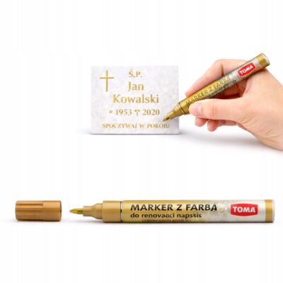 MARKER Z FARBĄ DO RENOWACJI NAPISÓW NAGROBKÓW ZŁOTY TOMA 1SZT