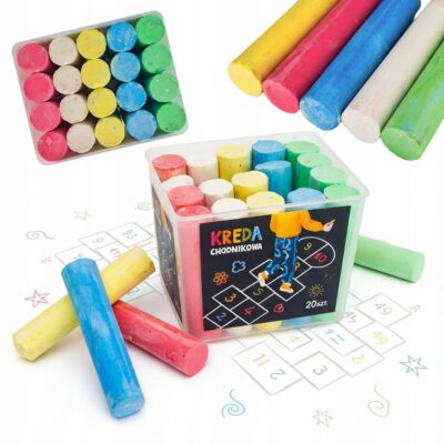 KREDA CHODNIKOWA KOLOROWA GRUBA SZKOLNA 20 SZTUK DO RYSOWANIA WIADERKO