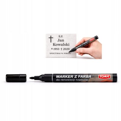 MARKER Z FARBĄ DO RENOWACJI NAPISÓW NAGROBKÓW CZARNY TOMA 1SZT