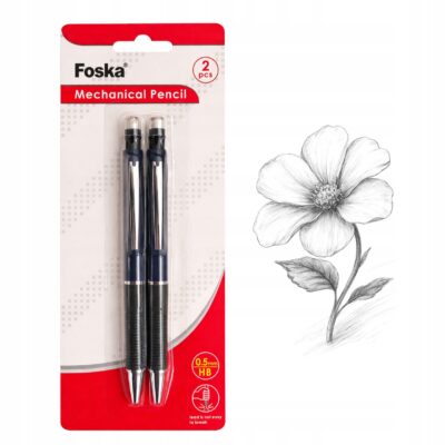 OŁÓWEK GRAFITOWY MECHANICZNY AUTOMATYCZNY 2 SZTUKI HB 0,5MM Z GUMKĄ