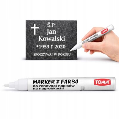 MARKER Z FARBĄ DO RENOWACJI NAPISÓW NAGROBKÓW BIAŁY TOMA 1SZT
