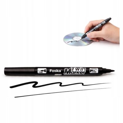 MARKER PERMANENTNY DWUSTRONNY DWIE KOŃCÓWKI CZARNY FOLIOPIS 1SZT