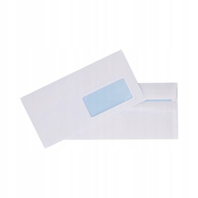 Koperty na listy, biurowe wysyłkowe DL SK Z OKNEM samoklejące białe 50szt