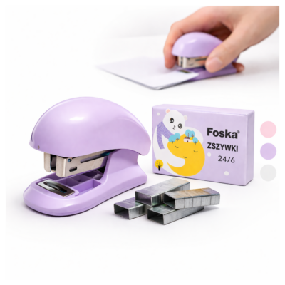 ZSZYWACZ BIUROWY PASTELOWY MINI KIESZONKOWY + ZSZYWKI 24/6